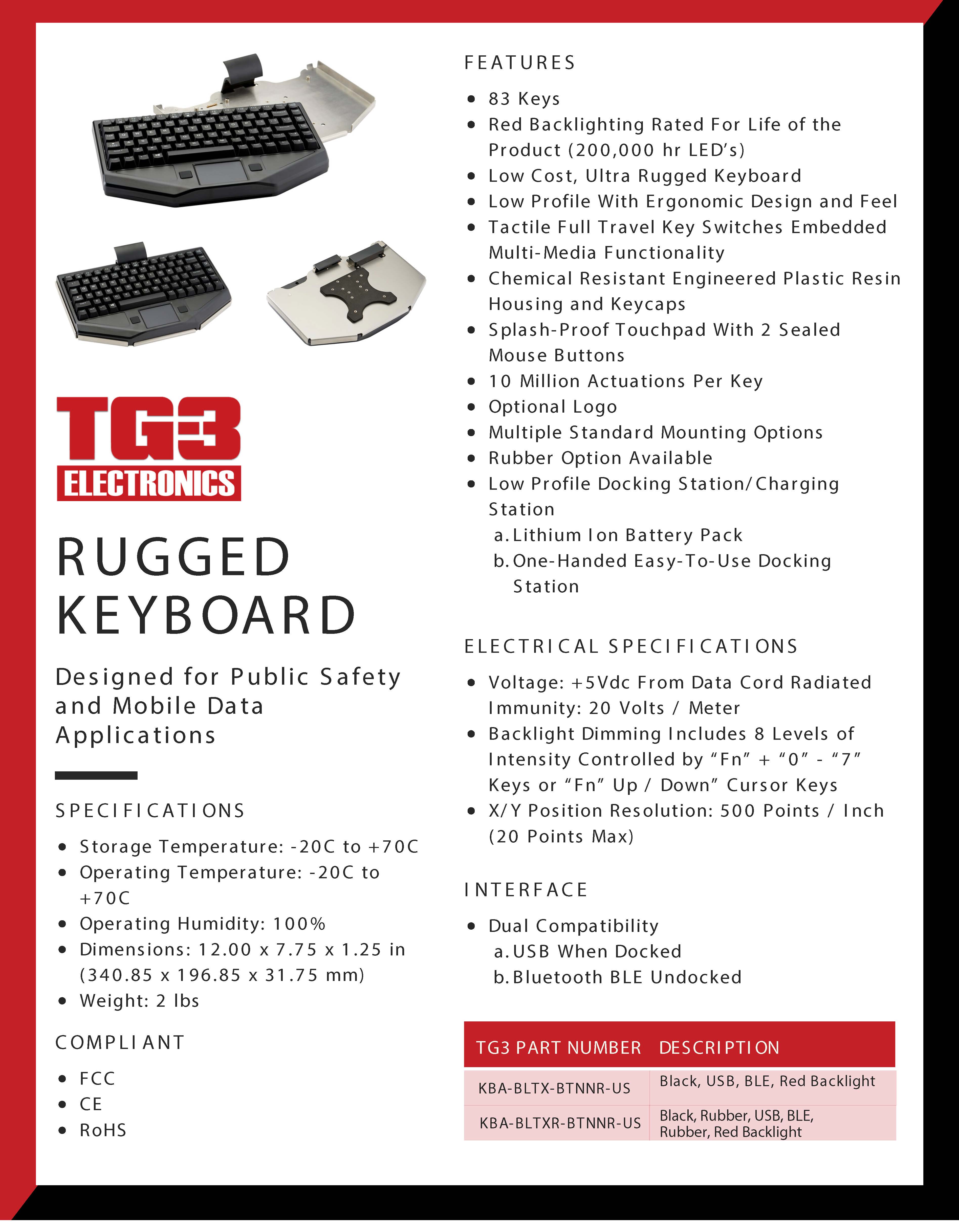 Rugged Wireless Keyboard for in-vehicle computer mounting solutions - United States, USA