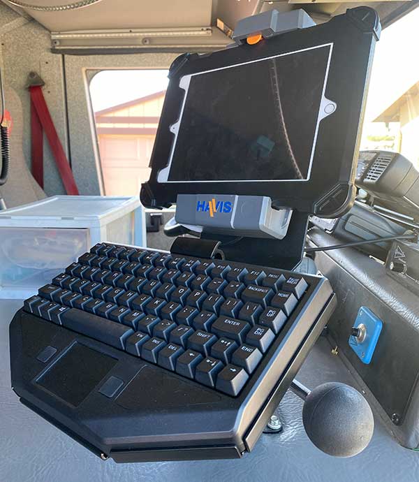 VLM-08 Vehicle Computer Mount, rail driver view first response - Rossbro - United States, USA